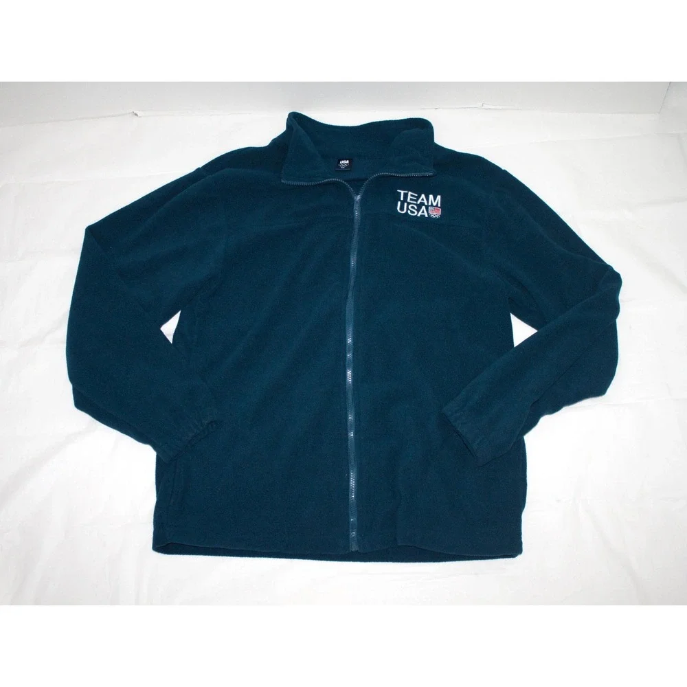 Olympics‎ Team USA Mens Fleece Jacket Blue XL Extra Large Full Zipper Coat Rings